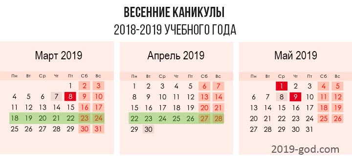 Когда школьные каникулы весна 2018 Когда школьные каникулы весна 2018