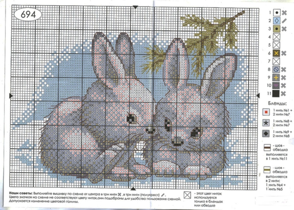 Схема вишивки хрестом Кролика   символу 2023 року
